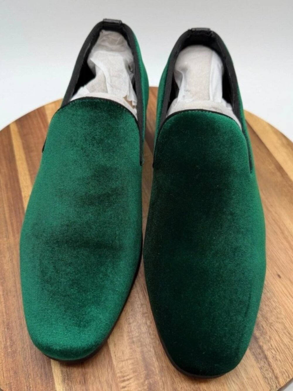 Emerald Green Velvet Slip On Loafers
